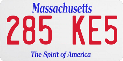 MA license plate 285KE5