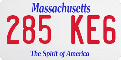 MA license plate 285KE6