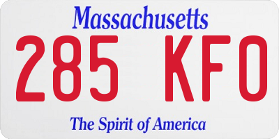 MA license plate 285KF0