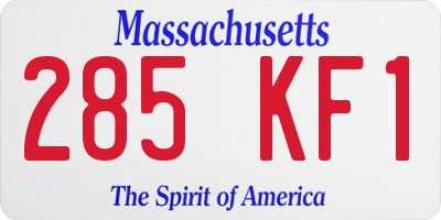 MA license plate 285KF1