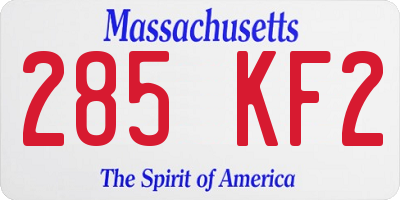 MA license plate 285KF2