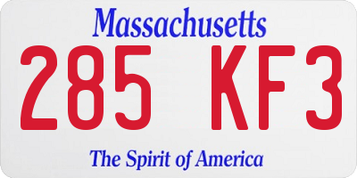 MA license plate 285KF3