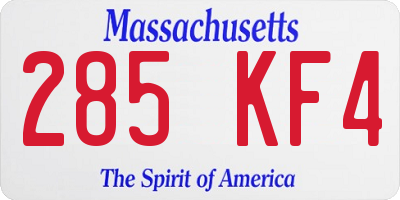 MA license plate 285KF4
