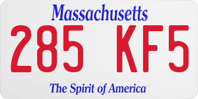 MA license plate 285KF5