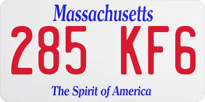 MA license plate 285KF6