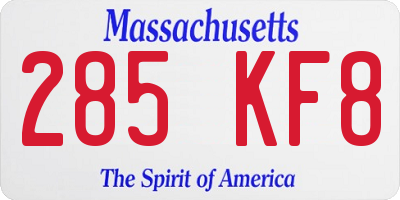 MA license plate 285KF8