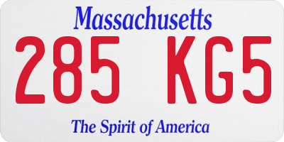 MA license plate 285KG5