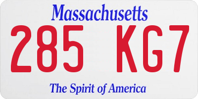 MA license plate 285KG7
