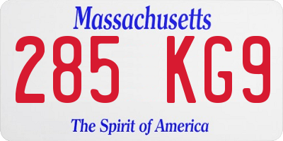 MA license plate 285KG9