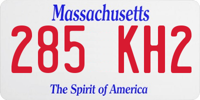 MA license plate 285KH2
