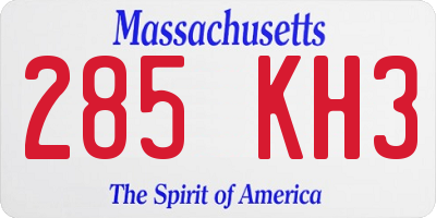 MA license plate 285KH3