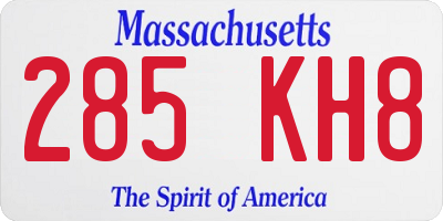MA license plate 285KH8