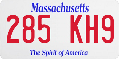 MA license plate 285KH9