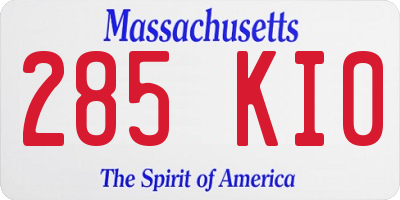 MA license plate 285KI0