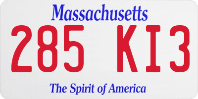 MA license plate 285KI3