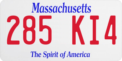 MA license plate 285KI4