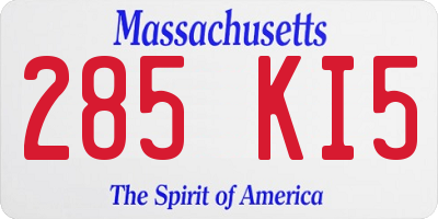 MA license plate 285KI5