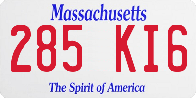 MA license plate 285KI6