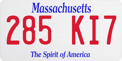 MA license plate 285KI7