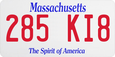 MA license plate 285KI8