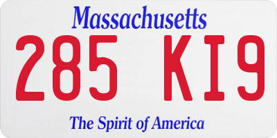 MA license plate 285KI9