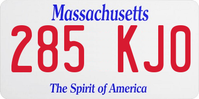 MA license plate 285KJ0