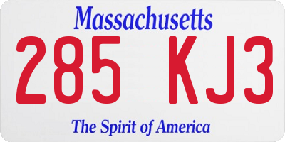 MA license plate 285KJ3