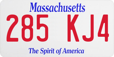 MA license plate 285KJ4