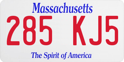MA license plate 285KJ5