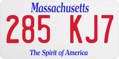 MA license plate 285KJ7