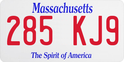 MA license plate 285KJ9