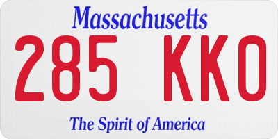 MA license plate 285KK0