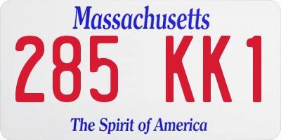 MA license plate 285KK1