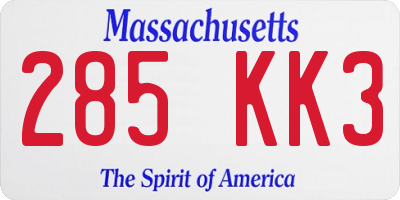 MA license plate 285KK3