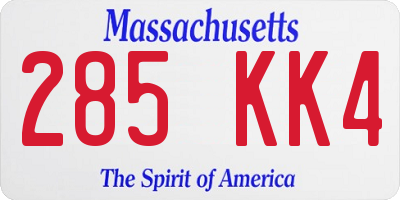 MA license plate 285KK4
