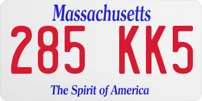 MA license plate 285KK5