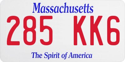 MA license plate 285KK6