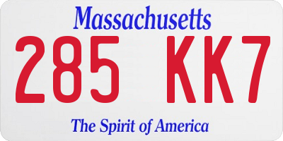 MA license plate 285KK7
