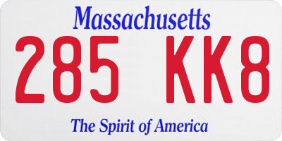 MA license plate 285KK8