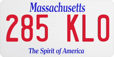 MA license plate 285KL0