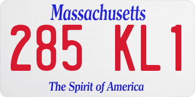 MA license plate 285KL1