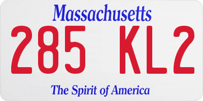 MA license plate 285KL2