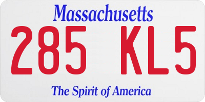 MA license plate 285KL5