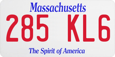 MA license plate 285KL6