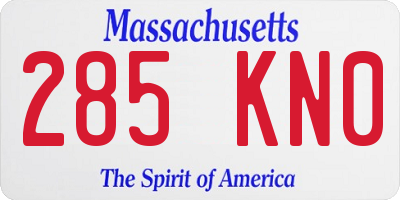 MA license plate 285KN0