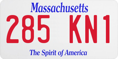MA license plate 285KN1
