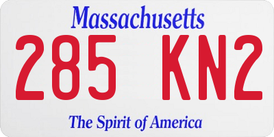 MA license plate 285KN2