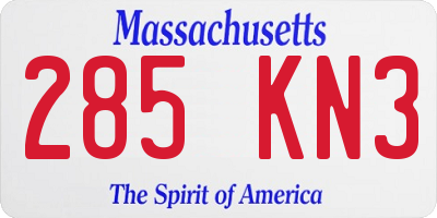 MA license plate 285KN3