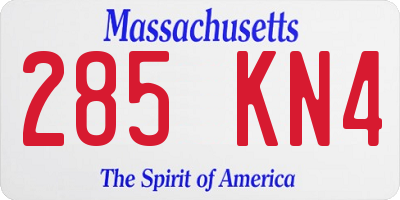 MA license plate 285KN4