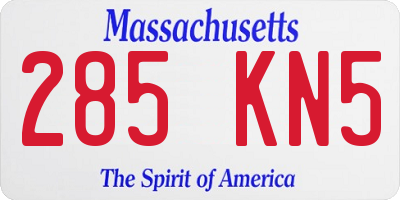 MA license plate 285KN5